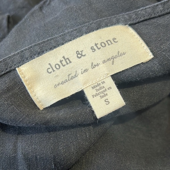 Cloth & Stone  S Linen Wide Leg Jumpsuit Cropped Black C6239-331-301 - Picture 6 of 8